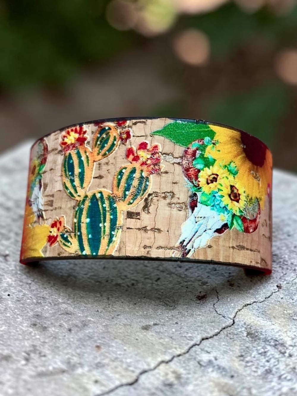 Davinci Multicolor Southwest Style Cuff Bracelet | Western Longhorn Steer Cow